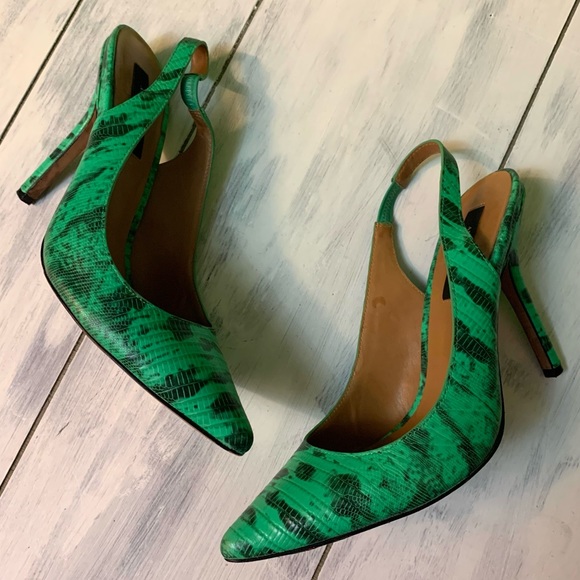 Ann Taylor Shoes - ann taylor • bright emerald green phillipa pointy slingbacks 8